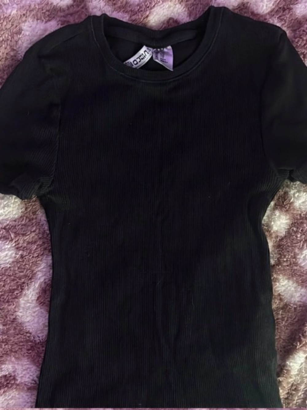 Divided Black Ribbed Crewneck Tee